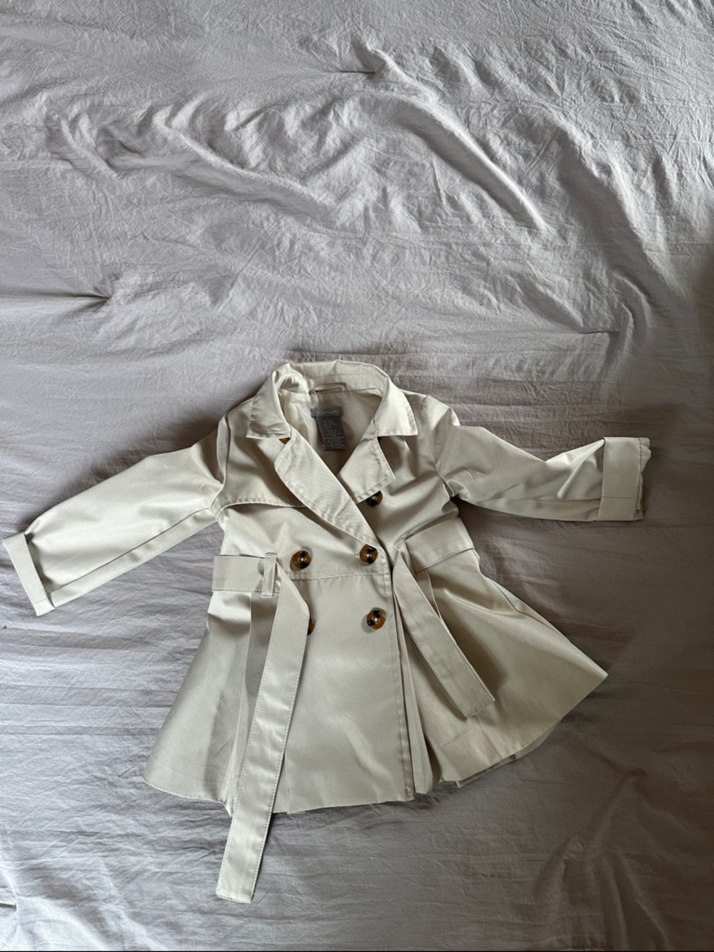 Tahari Cream Double-Breasted Pea Coat for Kids